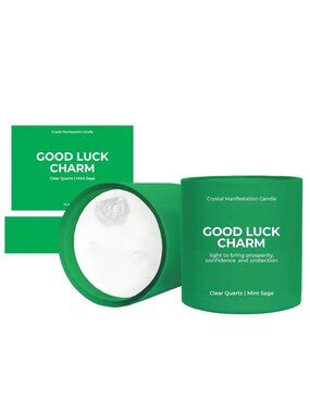 Jill & Ally Good Luck Charm Crystal Manifestation Candle - Mint Sage